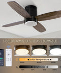 38 Inch Flush Mount Ceiling Fan With Light Remote And App Control Dimmable LED Light Quiet DC Motor Dope Low Profile Black