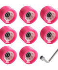 Eight Piece Roller Skate Wheel Set With 58x32mm And 58x39mm PU For A Smooth Ride, Fast Spin Bearings, Wrench Included, pink design