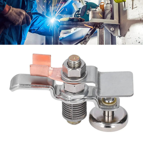 Super Strong Magnetic Welding Head Ground Clamp With 300 Amp Capacity And 40 Kg Pull Off Force For Secure Electrical Grounding On Iron And Brass Work Surfaces Today, showing detailed clamp design.