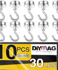 10 Pack Magnetic Hooks 30lb Heavy Duty N52 Magnets For Cruise Cabin Ship Essentials Kitchen Fridge Classroom Beach Grills Silver Strong Hangers For Iron Surfaces