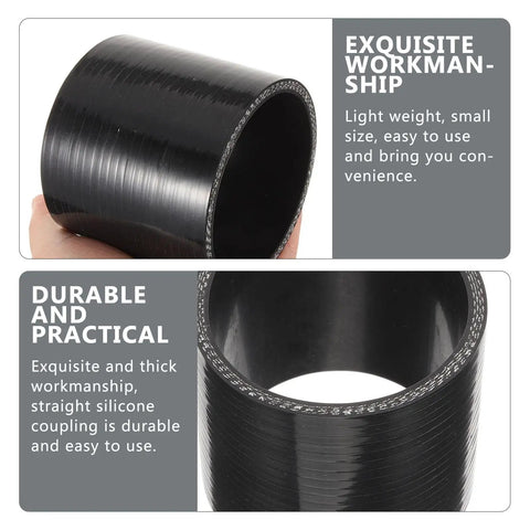 Rock Solid Black 3 Inch Silicone Hose Coupler Fitting For Hydraulic Equipment Replacement Jobs close-up of straight connector