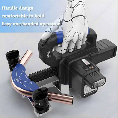 Heavy Duty Battery Operated Electric Pipe Bender For One Shot Bending Of Copper Tubing Quick 9 Second Bend Tool with ergonomic handle design.