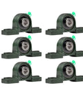 UCP201-8 Pillow Block Bearing Set 6 Pack Self Aligning with Spherical Outer Ring and Durable Iron Housing
