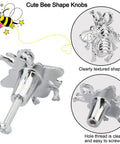 Bee Shape Brass Drawer Knobs Set Of 4 With Gold Finish for cabinets and furniture, showing close-up of bee shape and screw thread design.