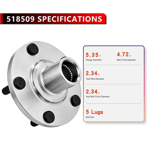 Front Wheel Bearing Hub Assembly Pair Fits Lexus RX300 1999 2003 FWD Also Fits ES300 1992 2003 Avalon, 5-lug hub specifications