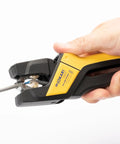 Hand using Ergonomic Automatic Flat Cable Stripper For PVC Insulated Cables, Slick External Sheathing And Clean Internal Insulation Removal