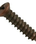 Tough As Nails Phillips Oval Head Sheet Metal Screws Number 8 X 3/4 Inch With Sleek Antique Copper Plating, detailed close-up.