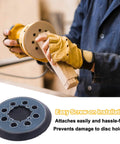 Man using a sander with 4 Packs 5 Inch 8 Hole Hook And Loop Replacement Sanding Pad For DWE6423 DWE6423K DWE6421 DWE6421K DWE6421B2 DWE6421B3 DWE6421BR DCW210B N329079 Compatible Sander Pads