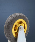 Heavy Duty Swivel Caster Wheels With Silent Rubber Treads For Slick Furniture Gliding And Serious Cart Hauling No Fuss Top Shelf Replacement Set Of Four close-up of rubber tread wheel and galvanized steel mount.