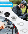 12 Piece Bicycle Axle Nut And Safety Washers Kit With Three Sizes M8 M9.5 M10 For Front And Rear Wheels in use on bike