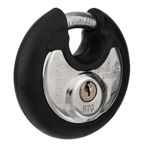 Heavy Duty 70mm Discus-Shaped Padlock With Key For Shed Garage Storage Lockers Sliding Doors Tool Boxes Cabinets 2 Pack Built Tough Beat-Proof Stainless Steel Shackle Weatherproof