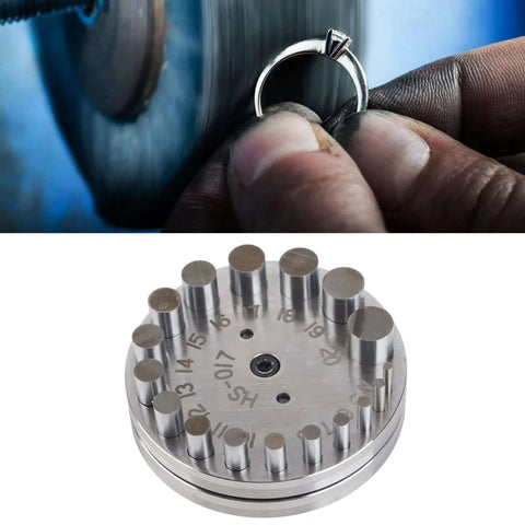 Disc Cutter Set For Jewelry Making And Metal Forming With 17 Dies Pro Grade Steel Punch Tool with ring being crafted