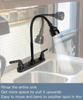 Heavy Duty Rv Kitchen Faucet Built Tight For Campers And Vans Smooth Turning 360 Head with pull-down spray in sink.