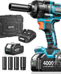 Heavy Duty Half Inch Brushless Impact Wrench Brings The Beast Mode With 886 Ft Lbs Torque And 2400 Rpm tool kit with battery and sockets.