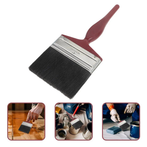 All Purpose Paint Brush Set For Walls Ceilings Furniture Decks And Wood Fences with large flat and angled brushes in use