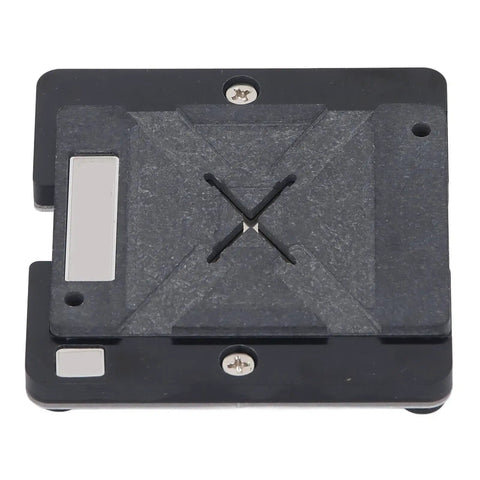 Close-up of the Six In One BGA Reballing Stencil Kit With Stainless Steel Magnetic Jig, showing the magnetic jig and screws.