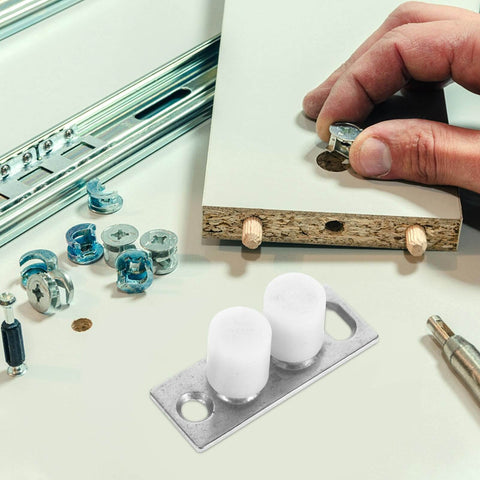 Barn Door Roller Guide And Floor Guide Kit For Smooth Quiet Glide Operation Easy Installation Durable Iron And Nylon Hardware