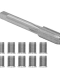 Ultimate Tbest Thread Repair Tool Kit For M10x1.25 Holes Includes Heavy Duty Tap And Ten Durable Inserts To Fix Cross Threads Instantly Without Hassle Or Messy Cleanup On Any Busted Bolt Spot., steel tap and 10 threaded inserts