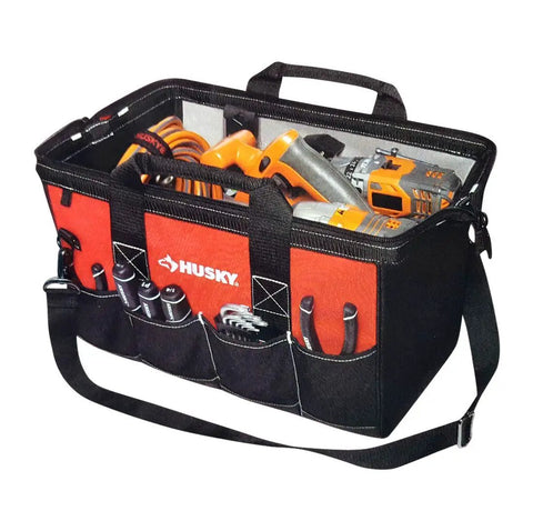 Red Tool Bag Set With 18 Inch, 15 Inch, And 12 Inch Bags, Zippered Tops And Shoulder Strap, Heavy Duty Construction, Ideal For Pros And Diy Projects, Durable Organizer For Tools, Wrenches, Sockets, Pliers, And More On Any Workday