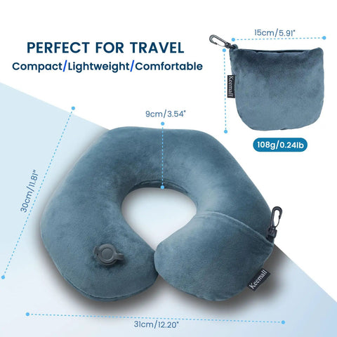 Inflatable Travel Neck Pillow With Washable Pillowcase U Shaped Comfort For Airplane Train And Car Rides Two Breath Inflation