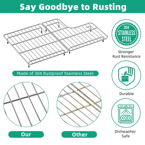 Stainless Steel Sink Racks For Kohler Whitehaven K-6486 K-6487 Two Piece Left And Right Basin Protectors, 304 Stainless, Non Slip Feet.