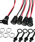 5 Pack DC Power Jack Panel Mount Female Connector 5.5x2.1mm With Waterproof Dustproof Cap Pre Soldered 20AWG Wires 150mm Lead Copper Pin For Fast Rock Solid Power Transfer