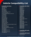 VEHICODE ECT coolant temperature sensor compatibility list for Infiniti and Nissan vehicles.