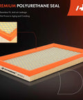 Beefed Up Engine Air Filter for Infiniti Nissan Saab Subaru, rectangular with orange frame and polyurethane seal