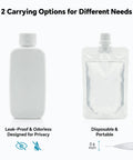All In One Urine Test Practice Kit With Ten Temperature Strips Two Slick Hdpe Bottles A Grippy Hidden Strap Foldable Funnel And Solid Sample Bags For No Sweat Testing Right At Home, featuring two containers.