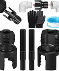 Lanties 2 Pcs Pipe Threader Kit For Fast Diy Plumbing Repairs And Irrigation Setups with drill attachment, PVC elbow, gloves, and accessories.