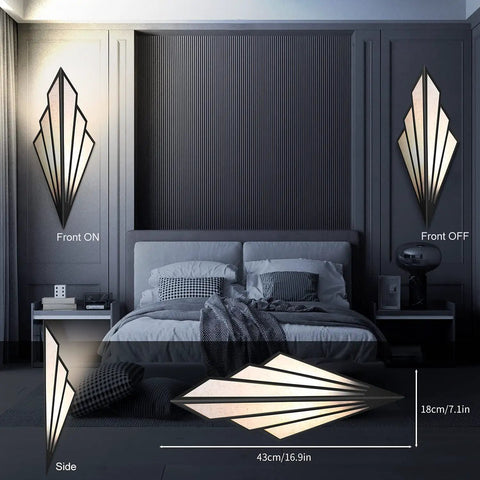 Fan Shaped Retro Wall Light Sconce With Linen Fabric Shade Art Deco Iron Body E14 Holder Black Finish in bedroom setting