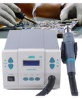Powerful 1000W Soldering Hot Air Rework Station with digital display, adjustable airflow, three programmable channels in use
