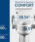 Bolt On Four And A Half Inch Raised Toilet Seat With Sturdy Support Handles No Wobble Hinges Fits Round And Elongated Toilets