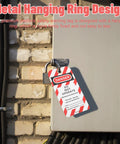 Heavy Duty Lockout Tagout Tags Reusable Do Not Operate Labels For Industrial Jobsite Maintenance Featuring Tough Metal And Pvc Build on electrical box.
