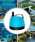 Ultra Quiet Submersible Water Pump 210GPH for Fish Tanks, Fountains, Ponds and Hydroponics, blue design with bottom suction