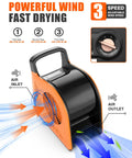 Heavy Duty Air Mover Blower Fan For Drying, Cooling, And Ventilating At Home, Garage, Workshop Or Job Site, 355 CFM, 185 Degree Rotating Head, 3 Speed Settings, 2 AC Outlets, Orange