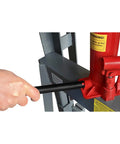 Hand operating Economical Heavy Duty Hydraulic Machinery And Equipment Mover with adjustable forks, showing handle mechanism.