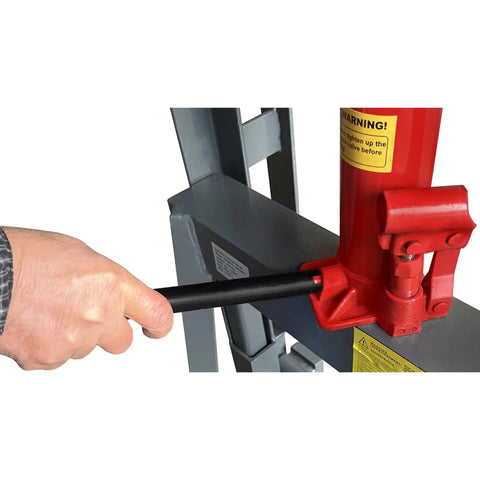 Hand operating Economical Heavy Duty Hydraulic Machinery And Equipment Mover with adjustable forks, showing handle mechanism.