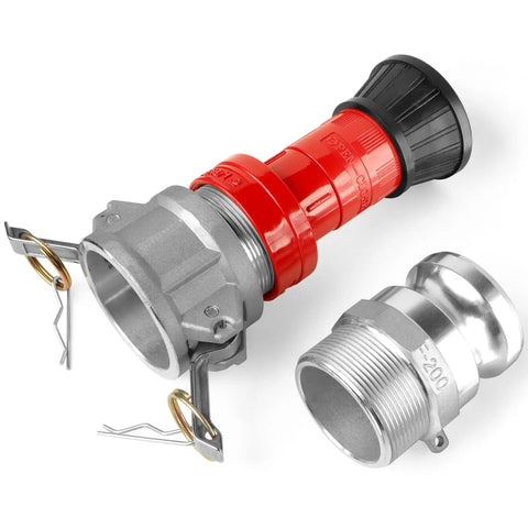 Heavy Duty 2 Inch NPSH Fire Hose Nozzle With Constant Flow Fog Thermoplastic Body Brass Stem Aluminum Camlock Fittings Industrial Grade