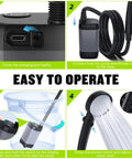 Portable Camping Shower With 6000mAh Battery, LED Display, Four Spray Modes, IPX7 Waterproof Outdoor Pump setup steps