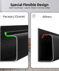 Comparison of Six 15.7 Inch J Channel Cable Management Set with standard cable organizers, adhesive mount, open top design, black.