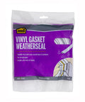 Front view of M-D Vinyl Gasket Weatherseal packaging; white weatherstrip for doors and windows, 17 ft.