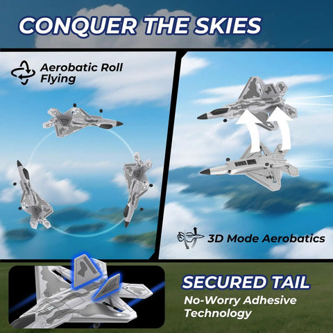 F22 Remote Control Airplane 4 Channel With Lights 2.4G Fighter Jet With Six Axis Gyro Stabilizer aerobatics demonstration