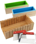 Ultimate 7 Piece Soap Making Kit With Silicone Molds And Stainless Steel Slicers, 42 Oz Soap Loaf Molds, Wood Box