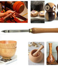 Rugged Woodturning Carbide Lathe Tool Set Of 3 With 6 Carbide Inserts, wood handle, shown with finished wood projects.