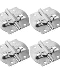 Four silver Hidden Concealed Mount Cabinet Hinges With Adjustable Angle For Storage And Luggage Cases, dual shaft design shown.