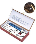 Portable Oxygen Torch Kit with Interchangeable Nozzles displayed in open case, showing blue torch and various tips for brazing