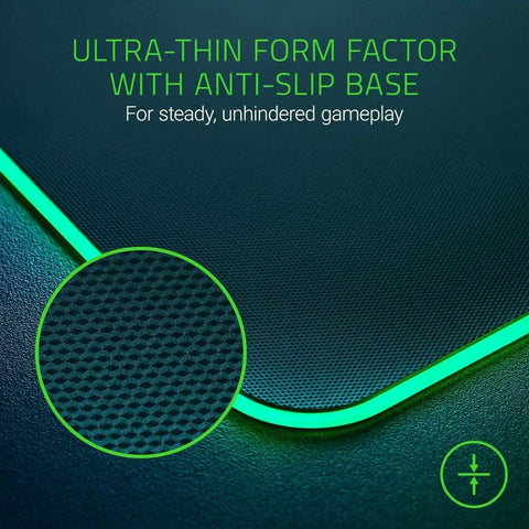 Close-up of Hard RGB Gaming Mouse Pad V2 With Customizable Chroma Lighting showing micro-textured surface and non-slip base.