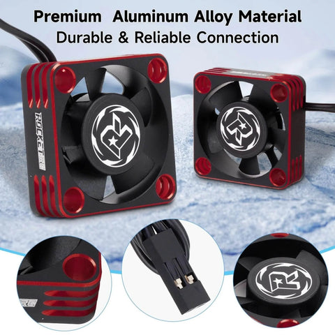 2 Pack 30mm RC Motor Heatsink Cooling Fan For 1X8 1X10 1X12 Scale RC Cars Trucks Buggy Truggy 540 550 Brushless Motors Up To 28000 RPM Red Durable Aluminum Heatsink