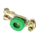 Top Post Battery Disconnect Switch Kit For Boat Or Car Knob Style Quick Master Isolator with green knob, side view
